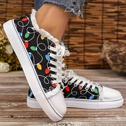 Women Colorful Print Lace-Up Sneakers Lightweight Non-Slip Sole