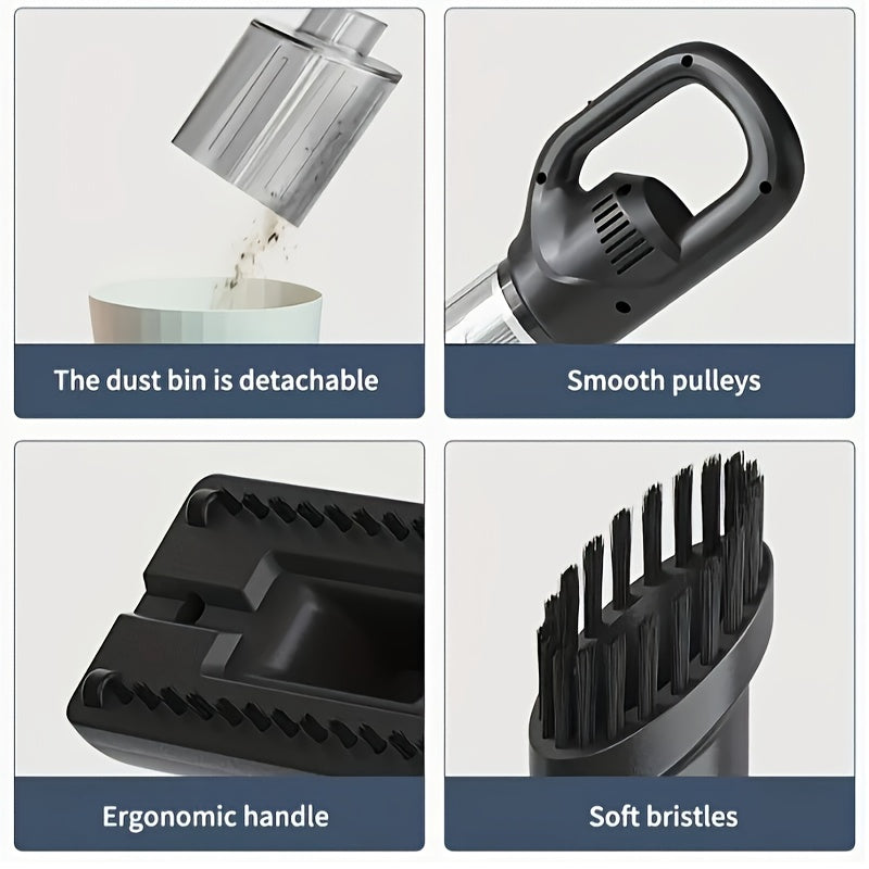 Мощный беспроводной ручной пылесос с легким и портативным дизайном. Мощная всасывающая сила для эффективной уборки дома и в автомобиле, что делает его идеальным подарком.