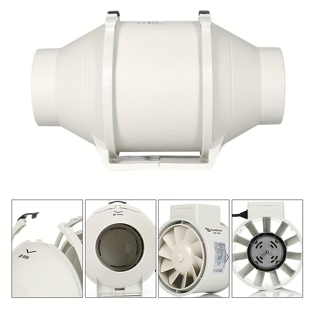 High-Speed 10.16cm Inline Duct Fan with Mixed Flow for Ventilation Heating Cooling