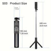 iPhone, Samsung va Android smartfonlar uchun tripod va masofadan boshqarish pultiga ega teleskopik selfie tayoq, 360° aylanish.