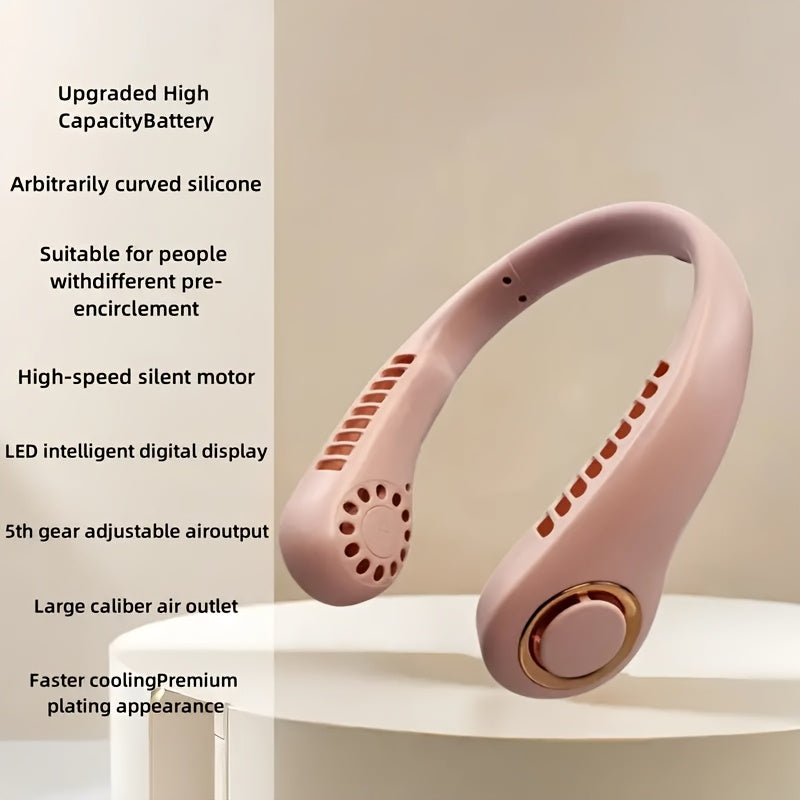 Portable Mini USB Fan with Adjustable Speed and Wearable Neck Design