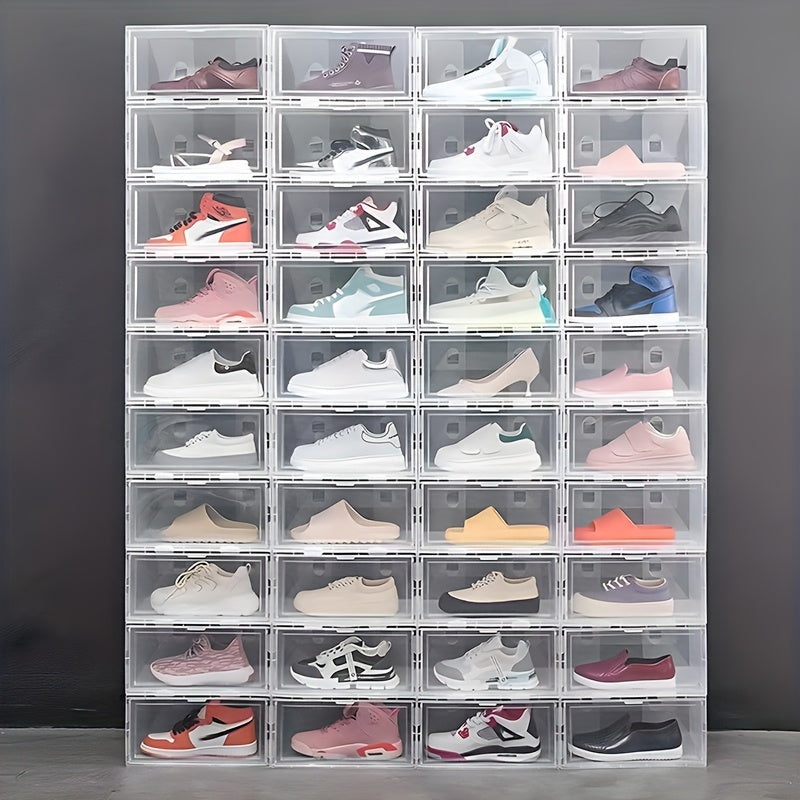 Clear Plastic Shoe Storage Boxes 6-Pack with Flip Top Closure for Sneakers and Athletic Shoes