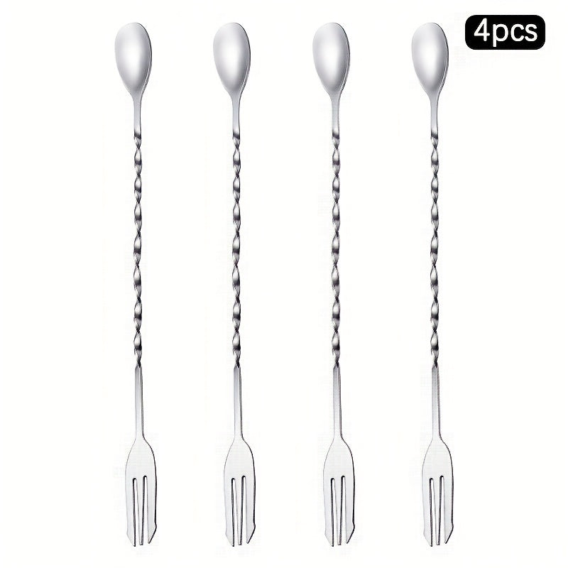 Stainless Steel Bar Spoons Set 1/2/4 Pcs for Coffee Milk Tea Cocktails