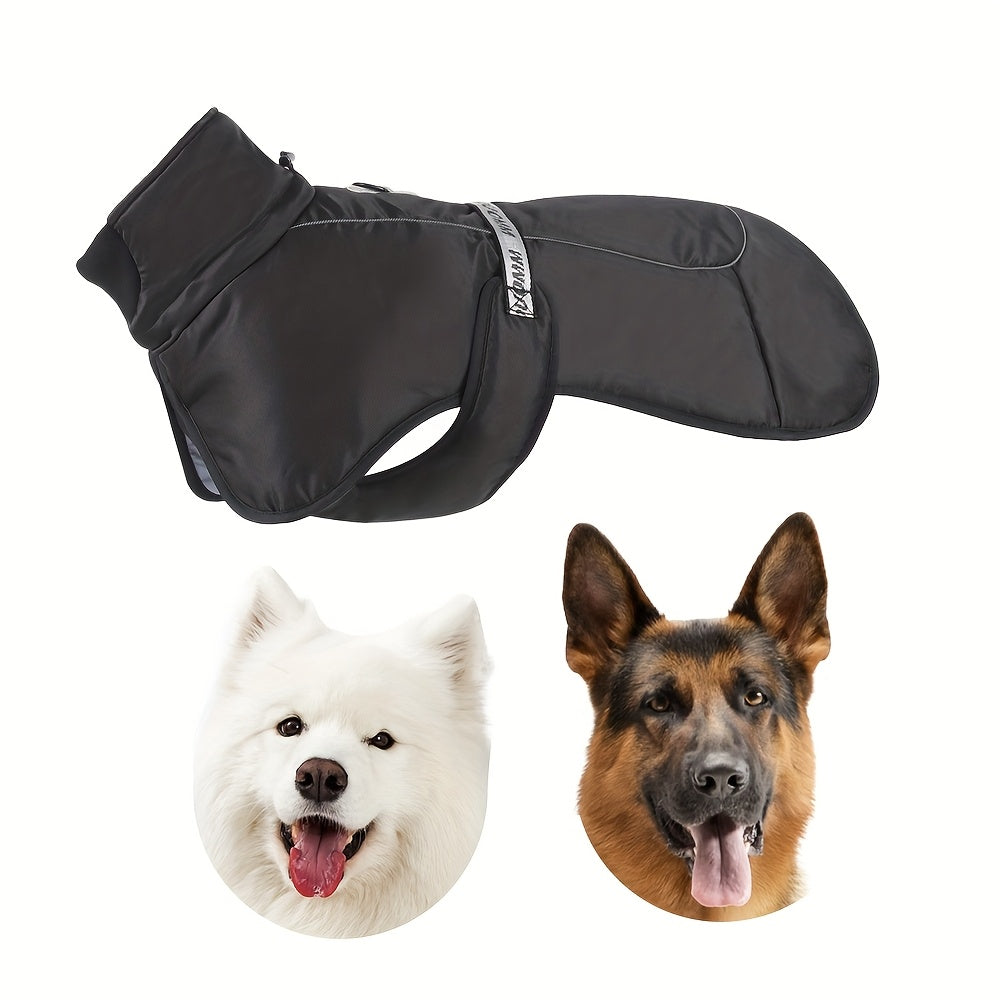 Waterproof Windproof Dog Jacket with Fleece Lining for Small to Large Breeds