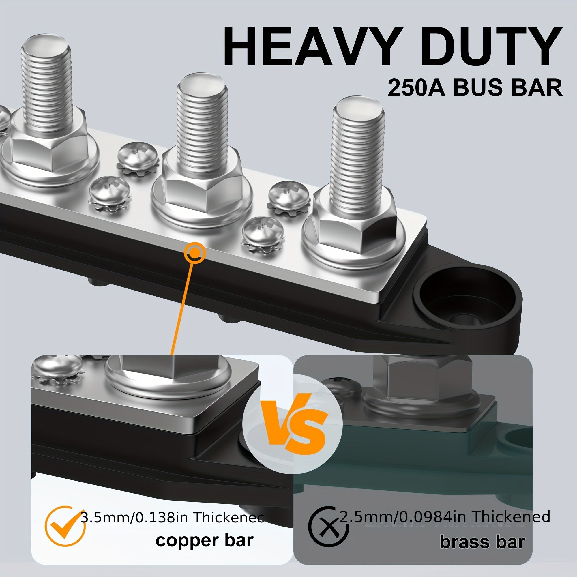 12V Bus Bar Power Distribution Block 250A 3/8" Terminals Marine Automotive