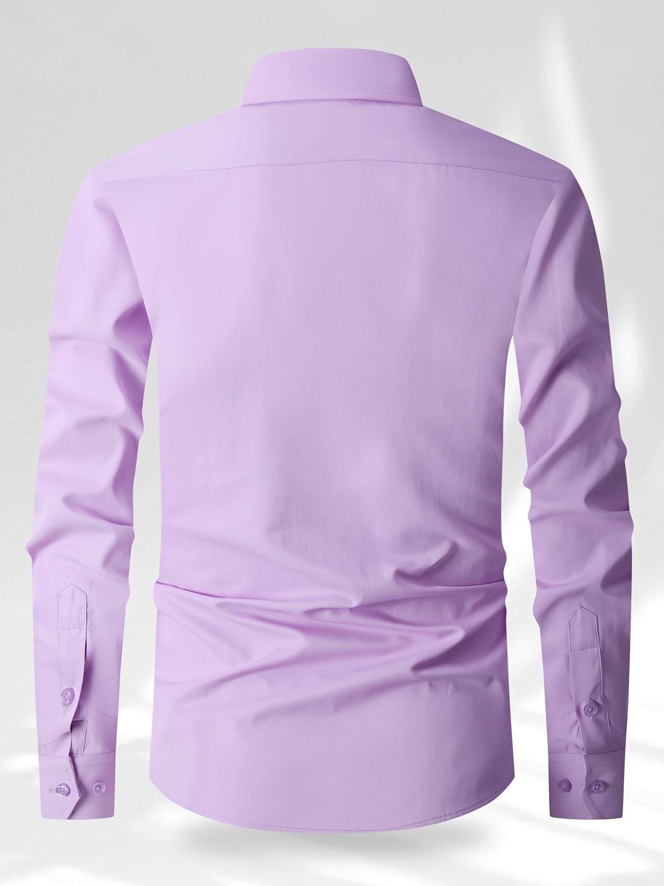 Men's Solid Color Long Sleeve Dress Shirt for Business Casual Spring