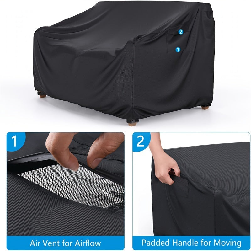 600D Heavy Duty Outdoor Patio Sofa Cover for 3-Seater Black