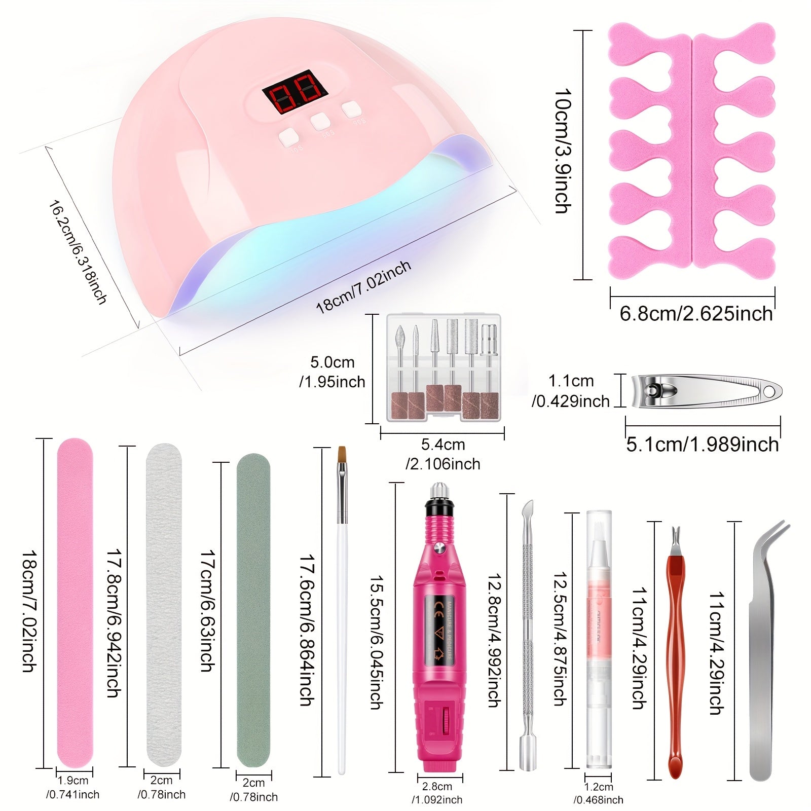 15 Rangi Gel Lak bilan to'plam, UV LED lamp va elektr lakli burg'ulash mashinasi bilan, hayvonlarga zarar yetkazmaydigan vegan