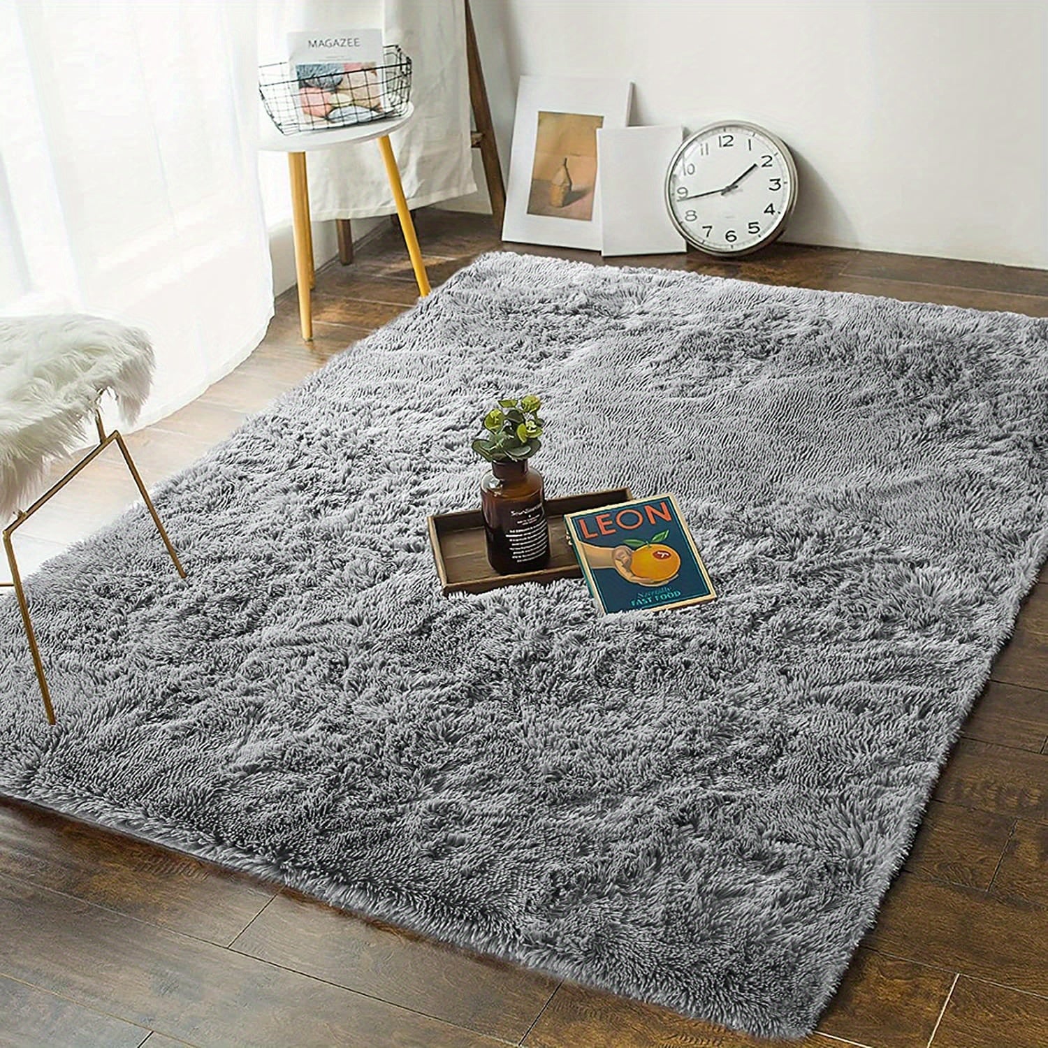 Green Fluffy Shag Rug for Bedroom Living Room Nursery 3x5 Feet