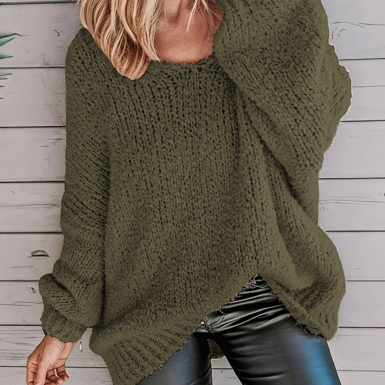 Plus Size Women's Sweater Long Sleeve Solid Color Semi-Sheer Pullover