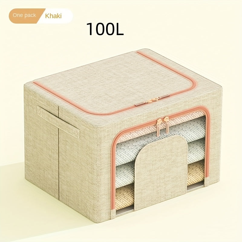 Koʻchiriladigan saqlash qutisi, shaffof poʻlat ramkali, shkafni tartibga solish uchun, katta sigʻimli kiyimlar saqlash