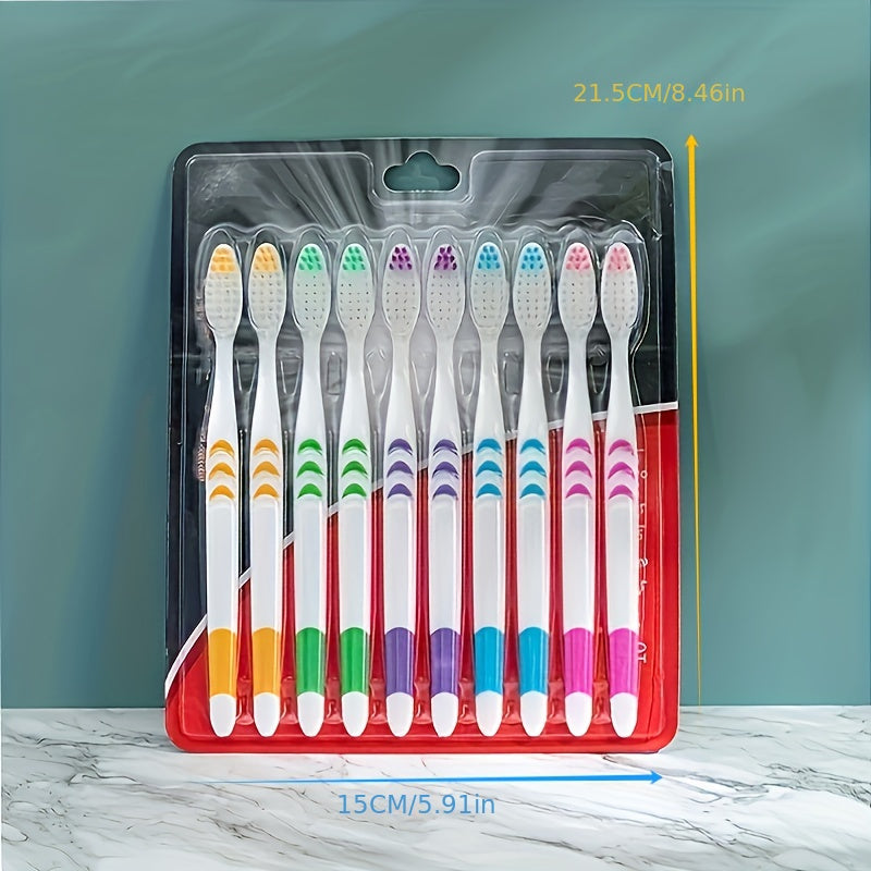 10 ta paket yumshoq mikrotoʻqimalik tish choʻtkalari, bambuk koʻmirli qirralar bilan toʻliq bosh, kattalar uchun