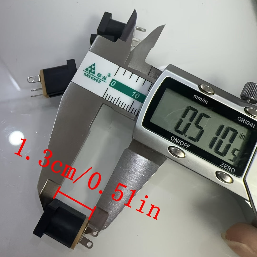 10 Pack DC Power Connectors 5.5x2.1/2.5mm Round Pin Female Socket Straight Vertical