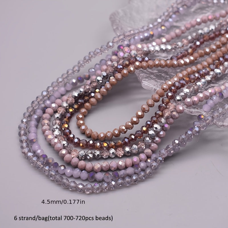 720 Pieces Faceted Glass Rondelle Beads 4mm for Jewelry Making and Crafts