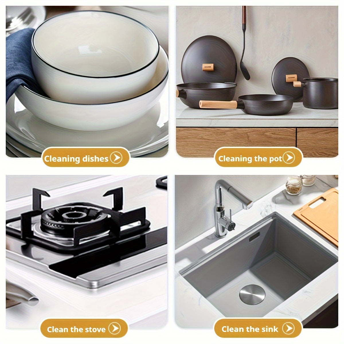 Oziq-ovqat idishlari, qozonlar va qozonlarni samarali tozalash uchun uzun tutqichli suyuqlik to'ldirish tozalash cho'tkasi. Shuningdek, yotoq xonasini tozalash uchun ham juda mos. Ushbu qo'l cho'tkasi tozalash suyuqligini tejaydi va tozalash oson.