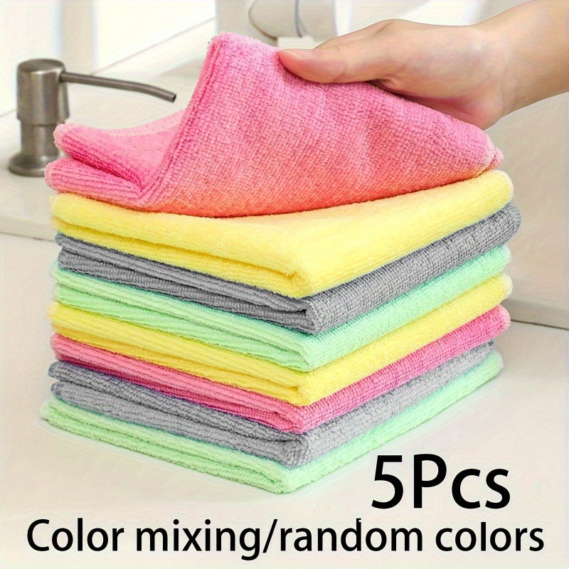 Pack of 5/10 Microfiber Kitchen Towels Absorbent Reusable Cleaning Cloths