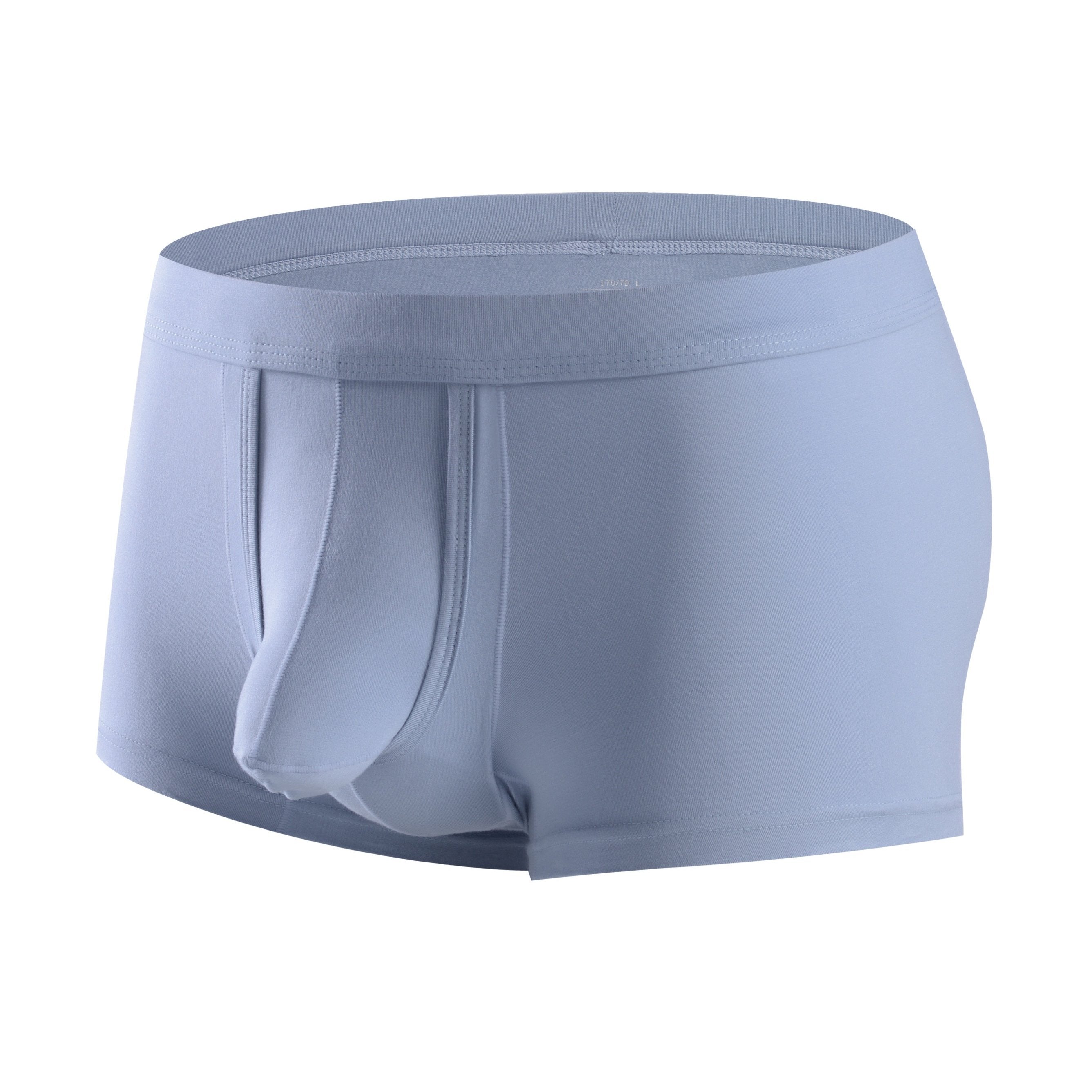 Erkaklar uchun qora rangdagi U-Concave cho'ntak va fil burun dizayni bilan bokser shortlari.