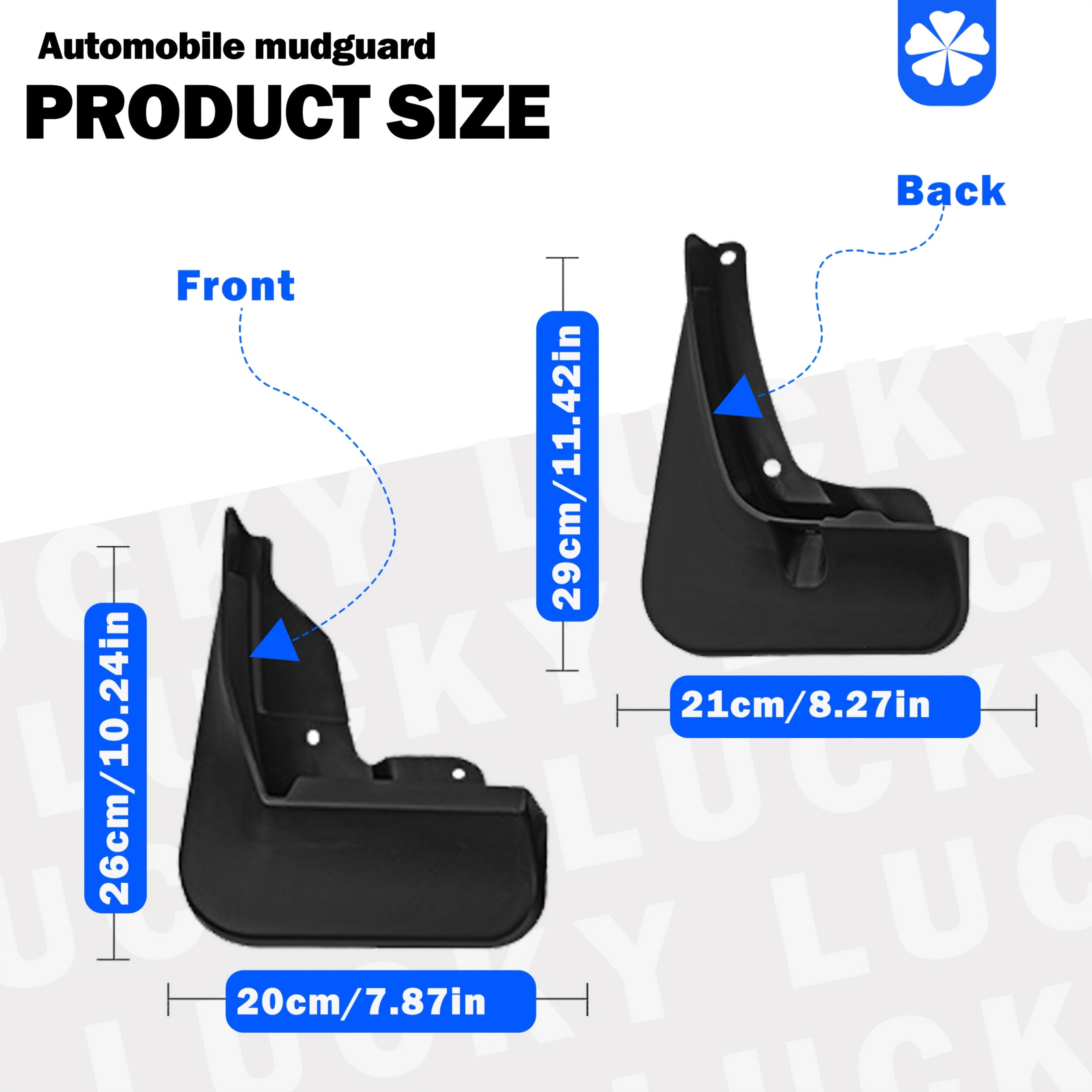 4PCS Black Universal Mud Flaps Splash Guards for Cars Front Rear Durable PP