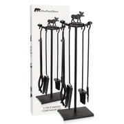 5-Piece Fireplace Tool Set with Brush Poker Shovel and Firewood Rack Indoor Outdoor