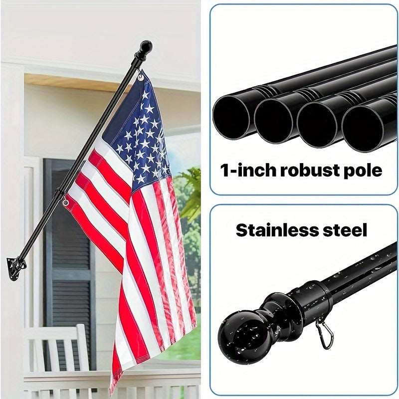 182.88cm Stainless Steel Flag Pole with Rotating Rings for 3x5ft Flags Residential Use