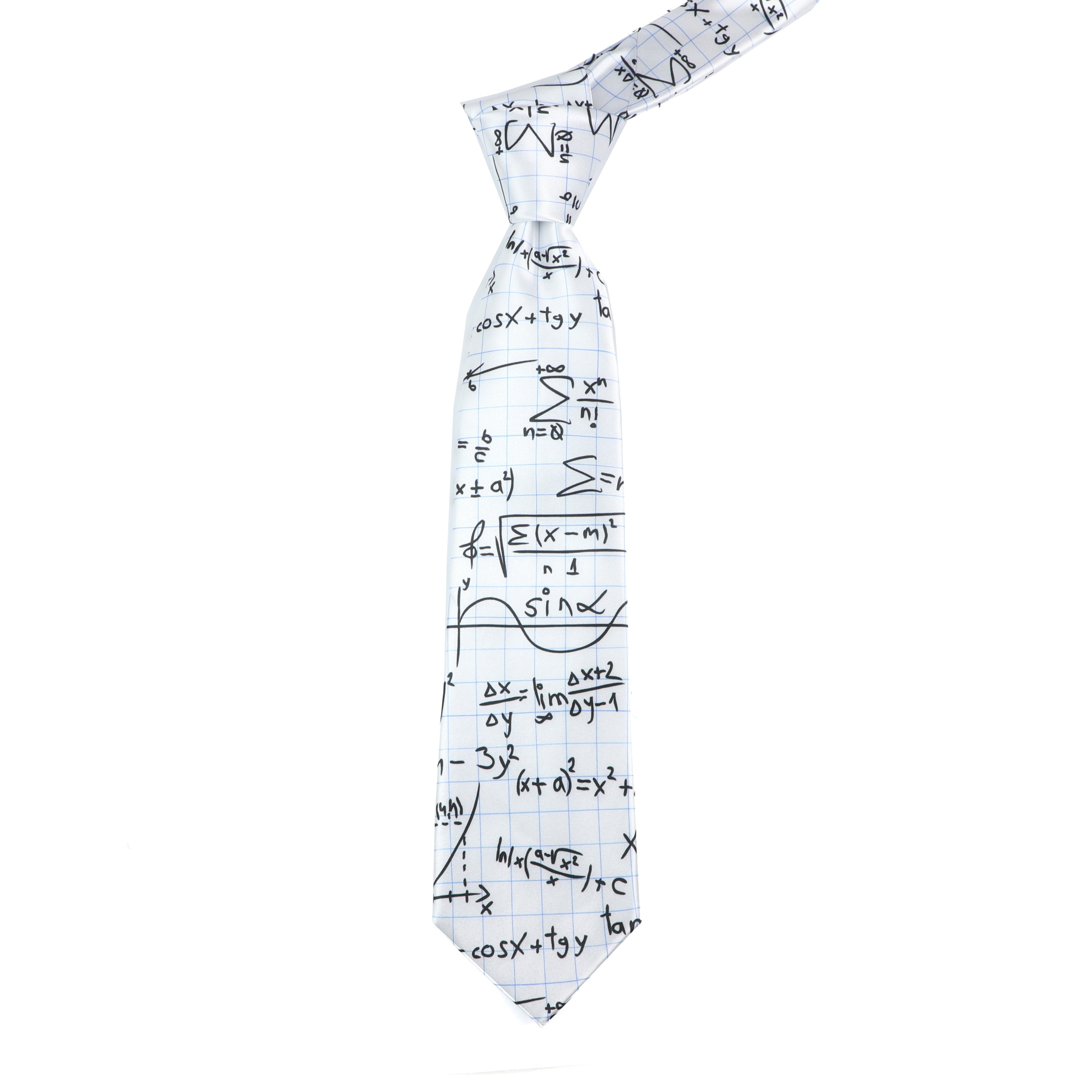 Silk-Like Printed Tie with Airplanes Planets Symbols Musical Notes Footballs for School Work Party