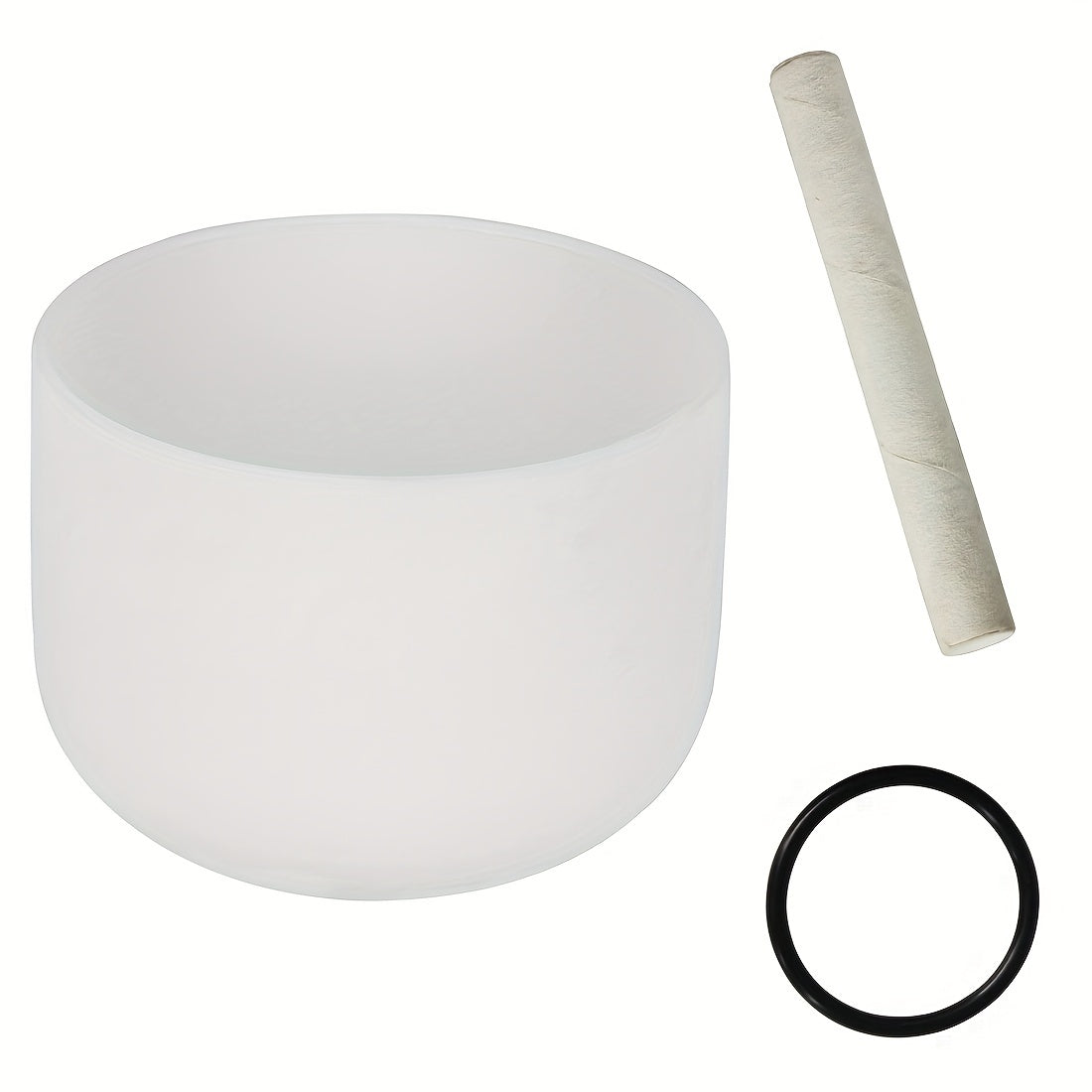 10-Inch White Crystal Music Bowl G Tone with Sheepskin Stick and Rubber Gasket