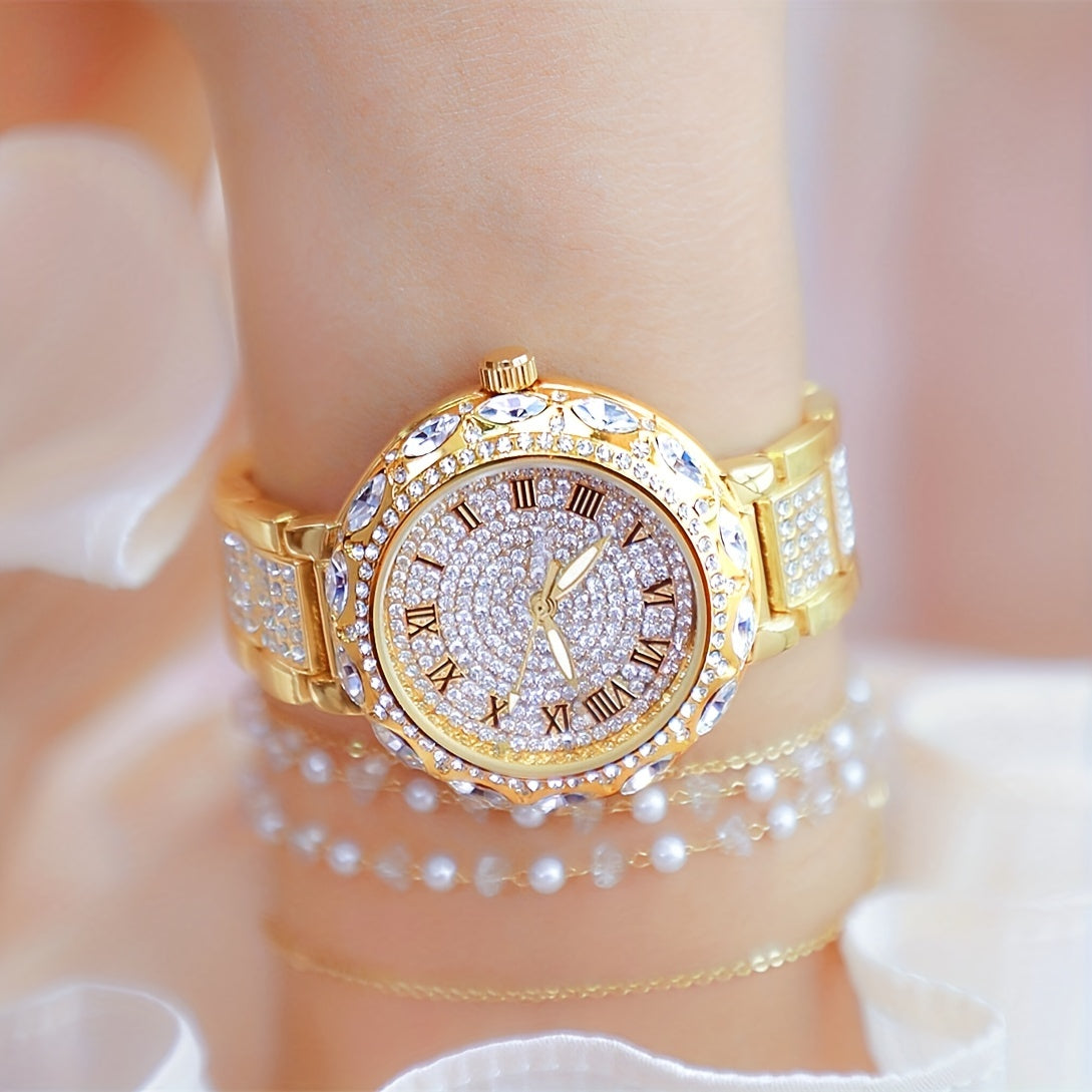 Women's Roman Numeral Bracelet Watch with Rhinestone and Quartz