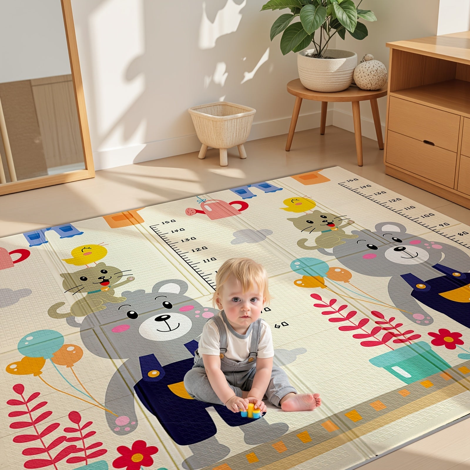 Reversible Non-Slip Waterproof Play Mat with Travel Bag for Indoor and Outdoor Use