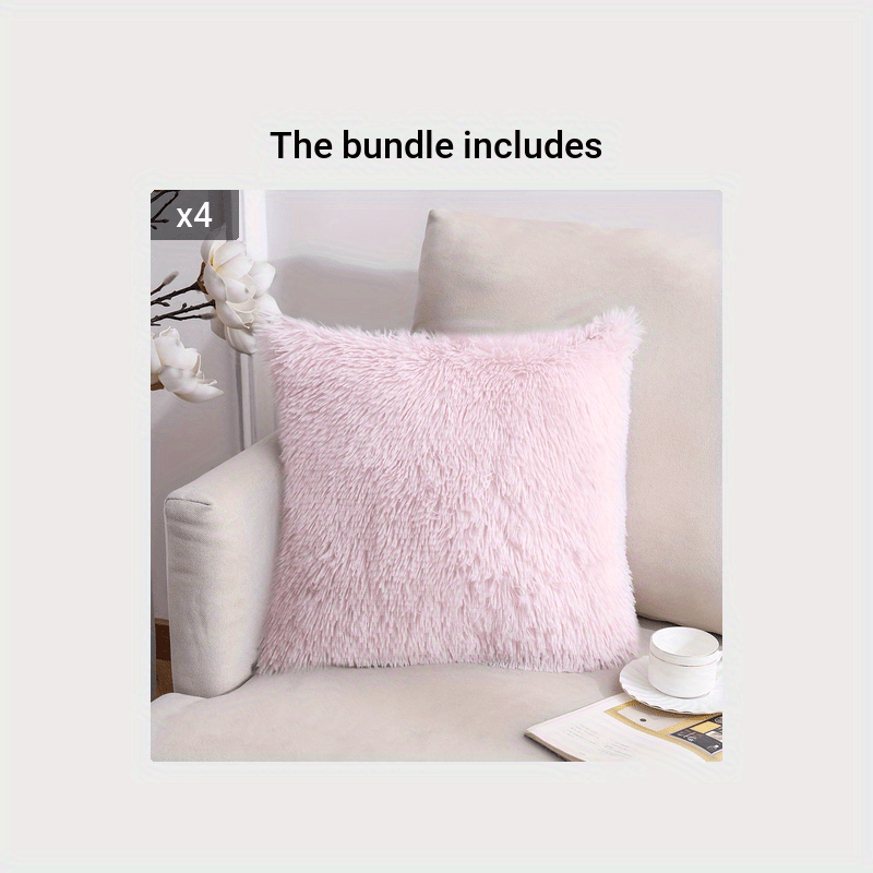 40.64 cm Fuzzy Throw Pillow Cover with Zipper Square Cushion Cover for Sofa Bed Decor