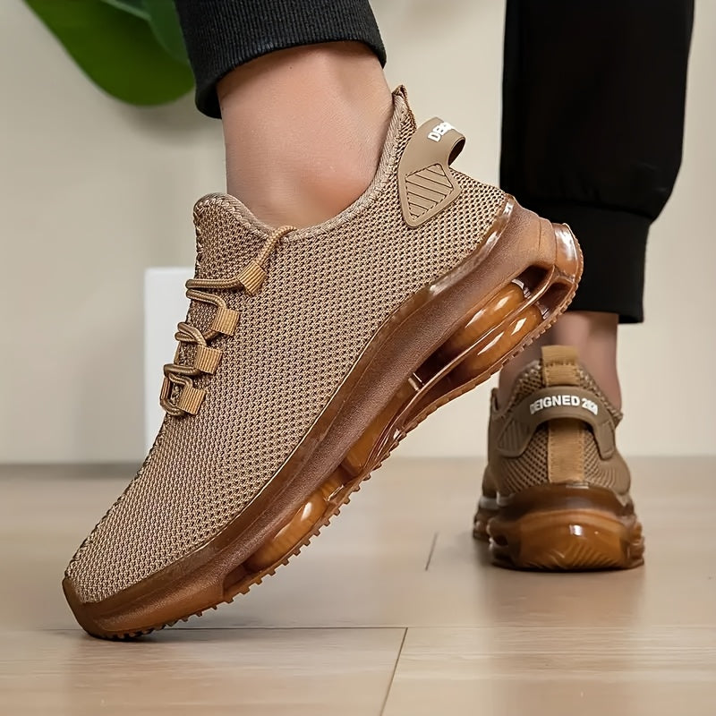 Women's Mesh Knit Casual Basketball Sneakers Khaki Lightweight Shoes