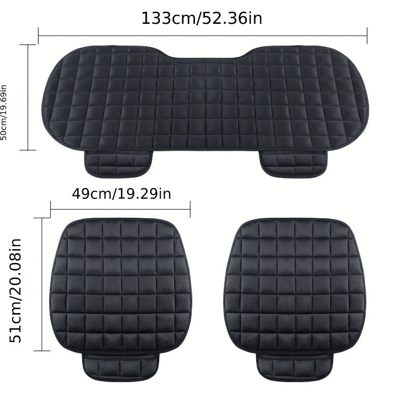Uchta plush avtomobil o'rindiq qoplamalari to'plami, kvadrat va oval naqshlar bilan, qo'lda yuvilishi mumkin, engil, mustahkam va universal mos keladi. Quruq tozalash mumkin emas.