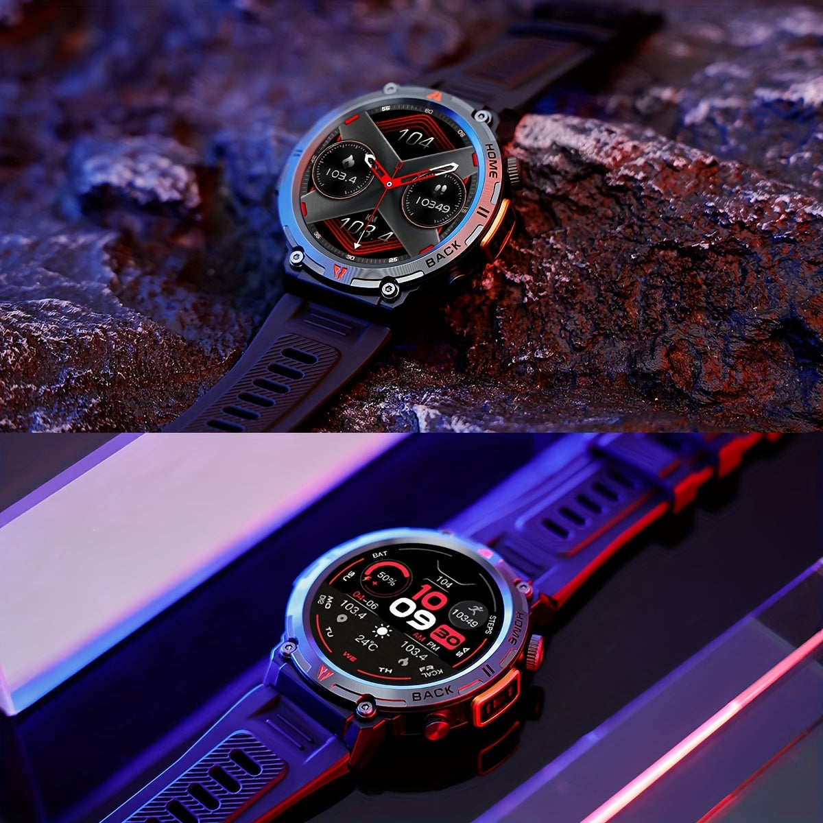 Men's Smartwatch with TFT Display Water Resistant Sports Modes Compatible with iPhone and Android