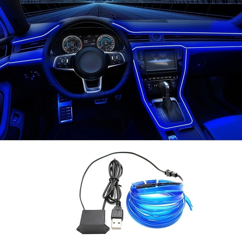 Blue LED Car Interior Lighting Strip Flexible USB Neon Decoration Non Waterproof