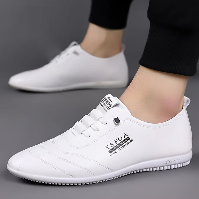 Men's Low Top Slip-On Sneakers with Graphic PU Upper and Rubber Sole
