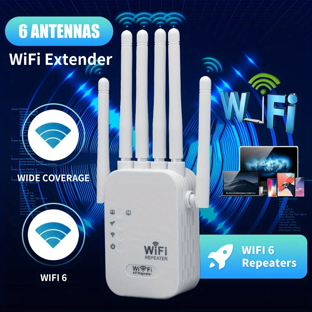 1200Mbps WiFi6 Extender with Six Antennas for Large Homes and Villas
