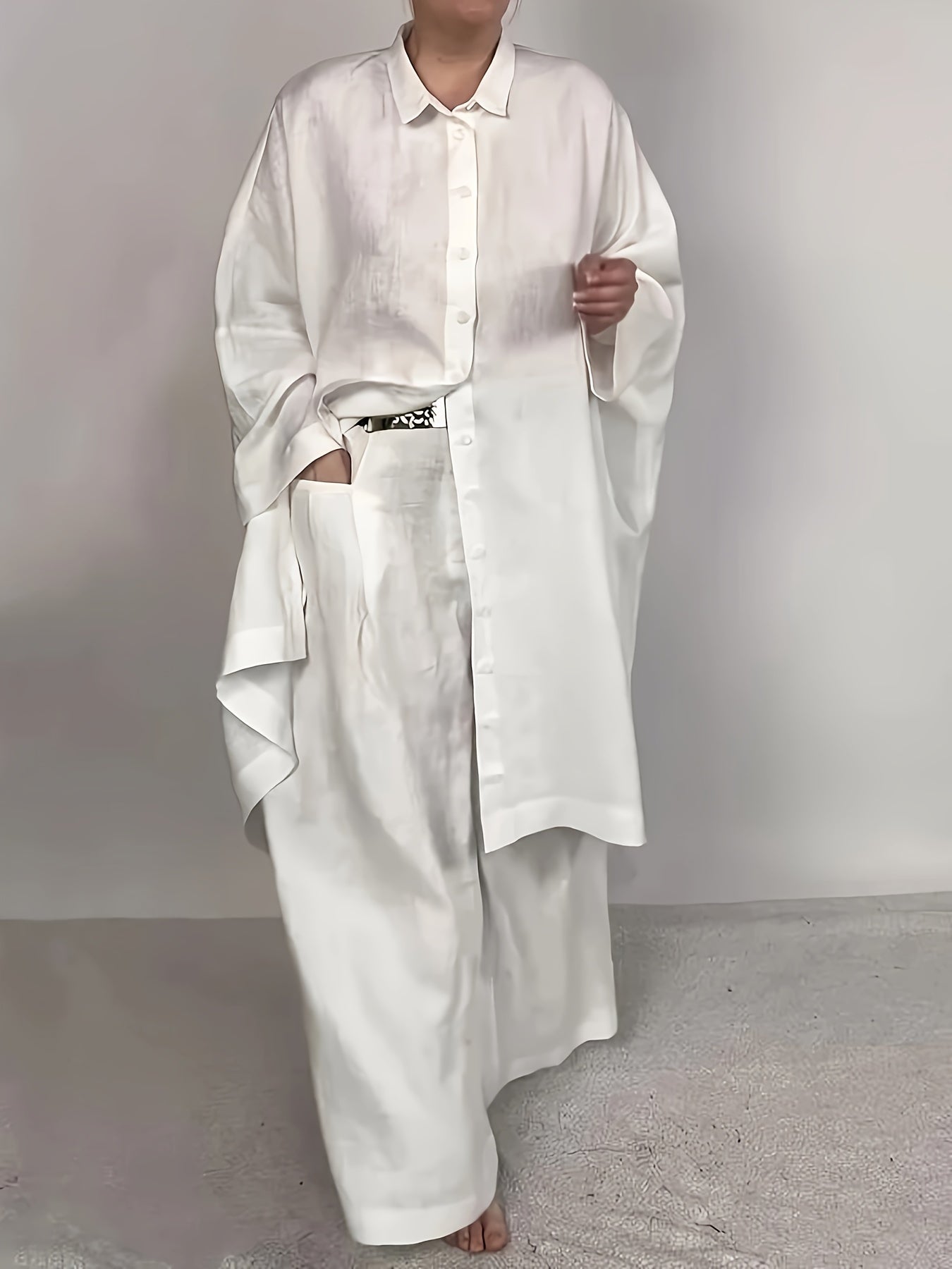 Conjunto de ropa de descanso de rayón de color sólido para mujer con bolsillos para primavera y verano