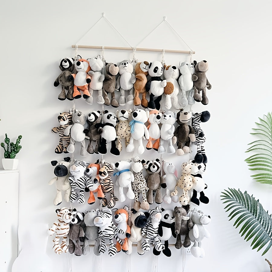 Bohemian Plush Toy Storage Rack with 26/40 Capacity for Living Rooms and Bedrooms