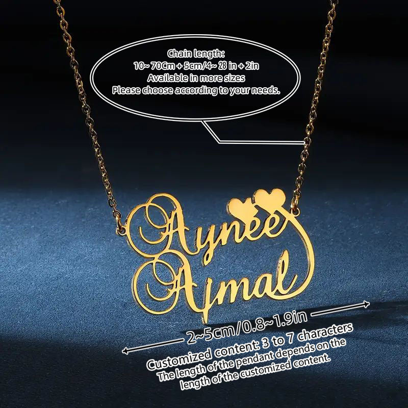 Zamonaviy zanglamas po'latdan yasalgan juftliklar uchun sevgi zargarlik buyumlari - Shaxsiylashtirilgan ikki nomli pandantli marjonlar, har kuni kiyish uchun ideal va 14-fevral, uning uchun romantik sovg'a, ayollar modasi aksessuari