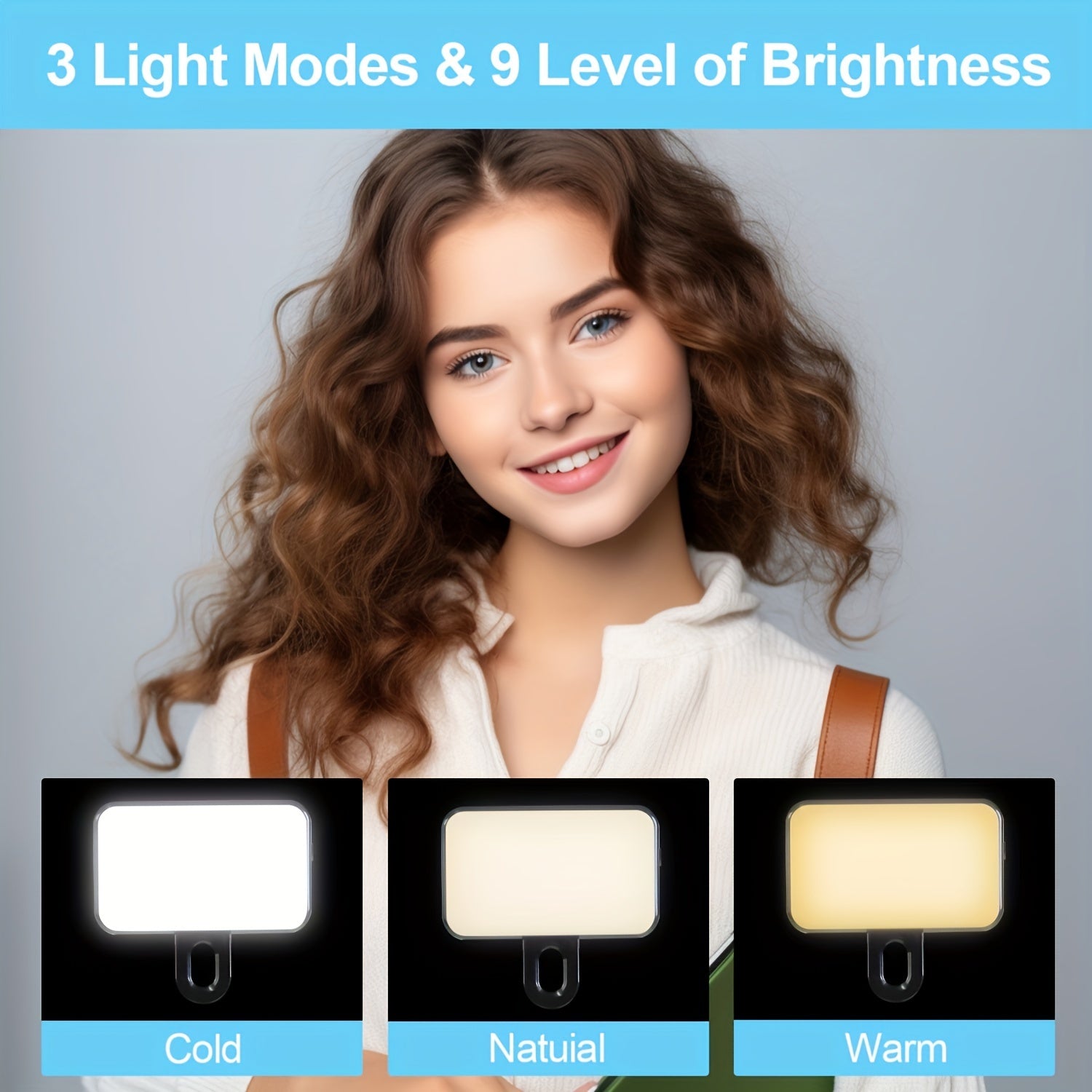 Rechargeable LED Ring Light with 3 Light Modes for Phone, Camera, Video, Zoom