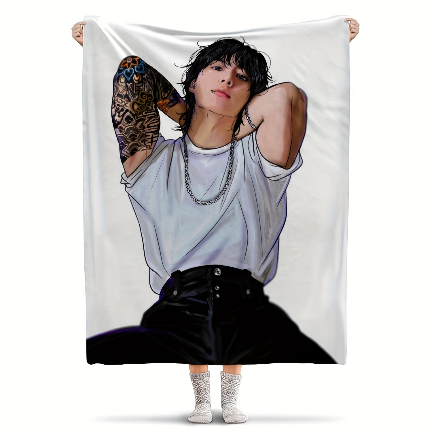 K-POP Idol Throw Blanket Cartoon Design Soft Cozy Gift for Fans
