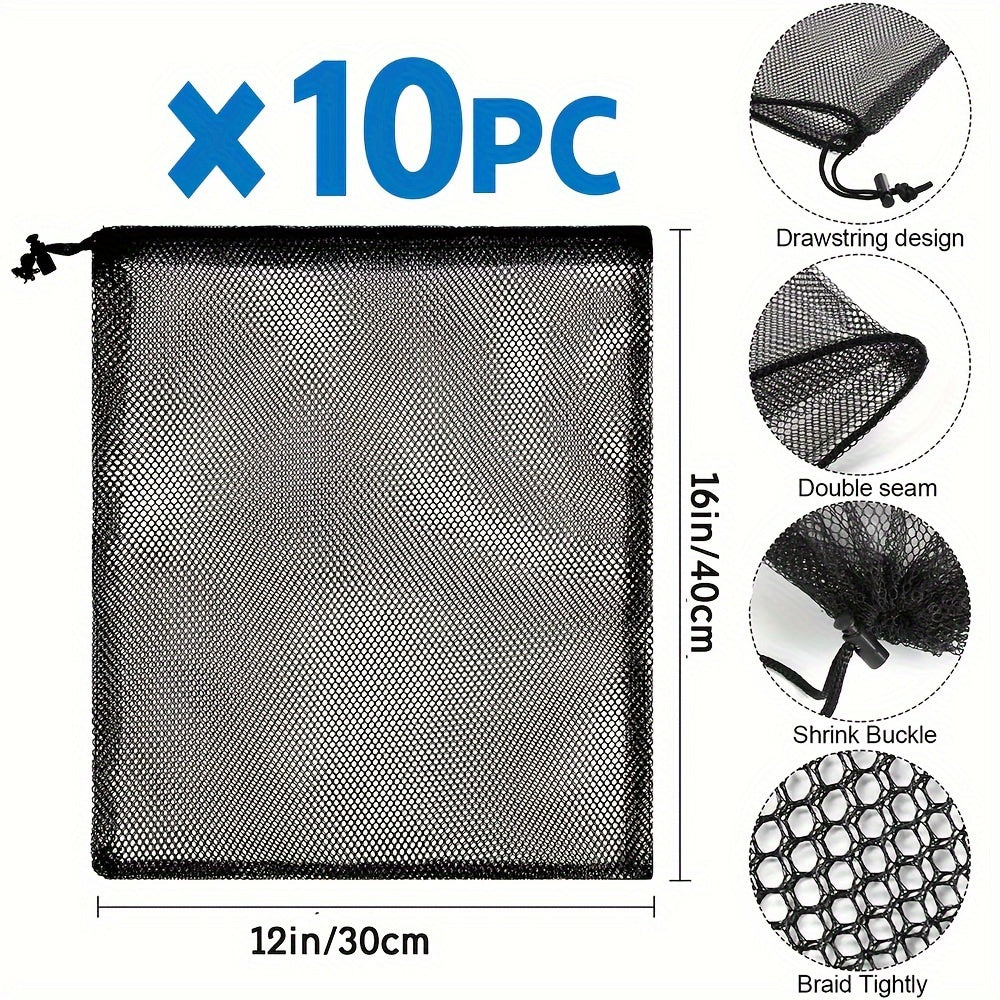 Qayta ishlatiladigan tarmoq oziq-ovqat sumkalar to'plami 5 yoki 10 ta, 30x40cm, chiziqli polyester