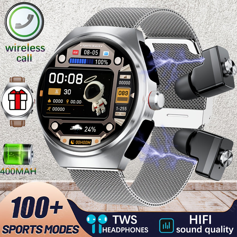 2-in-1 Smartwatch with 1.53 IPS Screen for Calls Fitness Sleep Tracking Pedometer Men Women