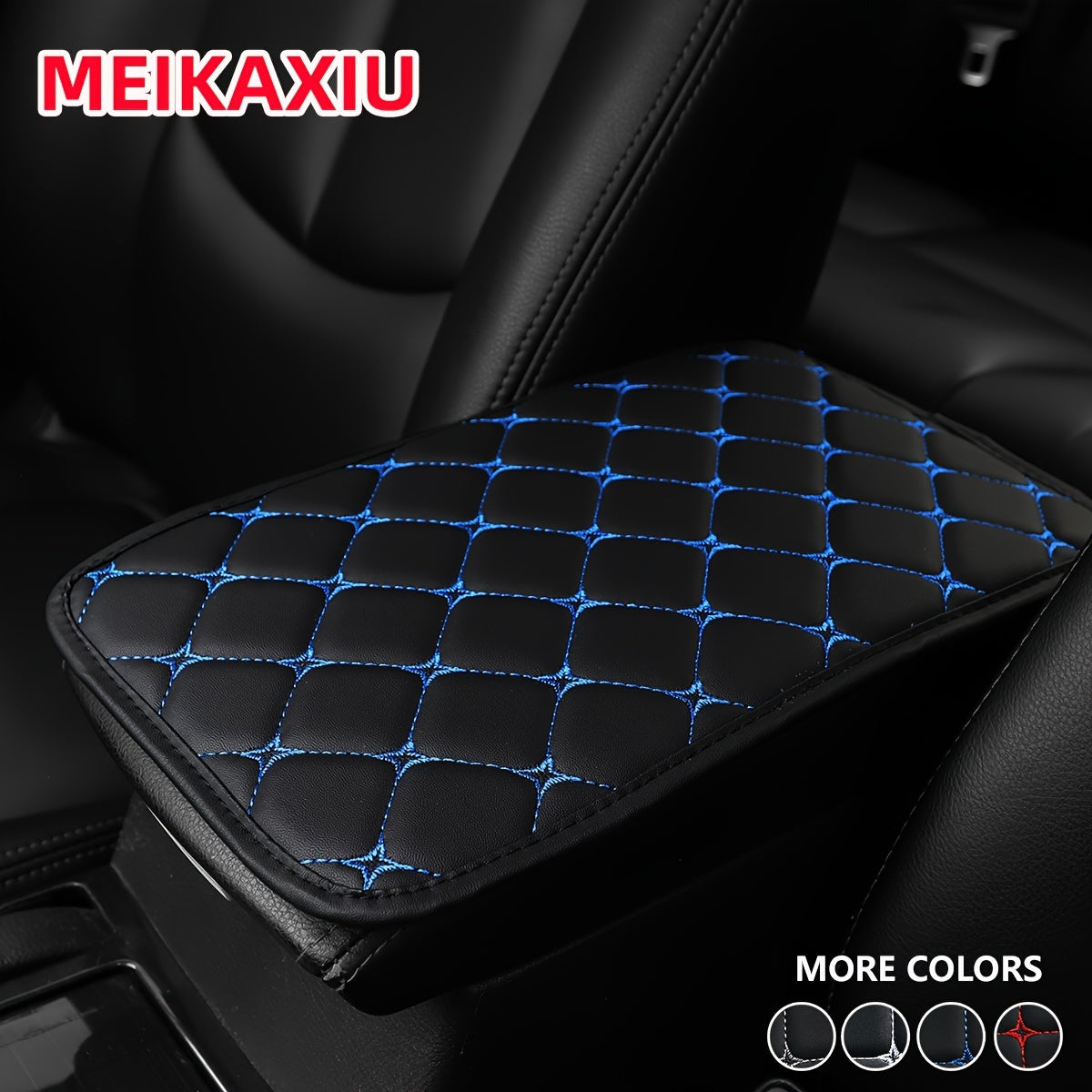Universal Faux Leather Car Armrest Cushion Black and Red Center Console Cover