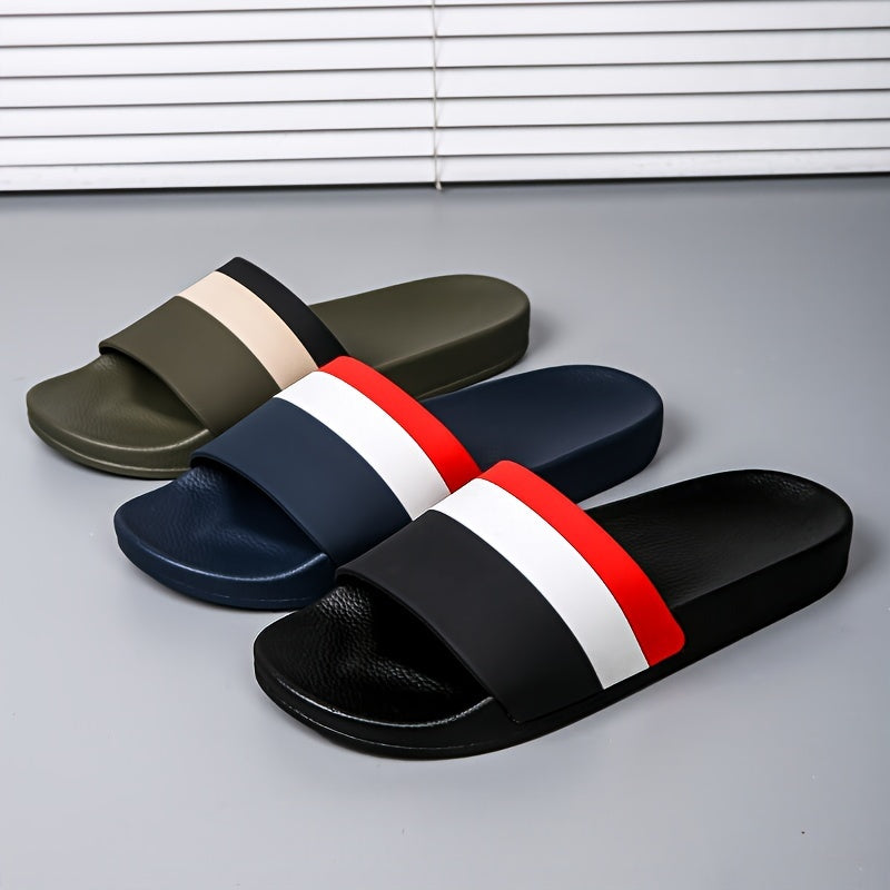 Unisex Color Block Open Toe Slippers with Non-slip PVC Sole for Casual Wear