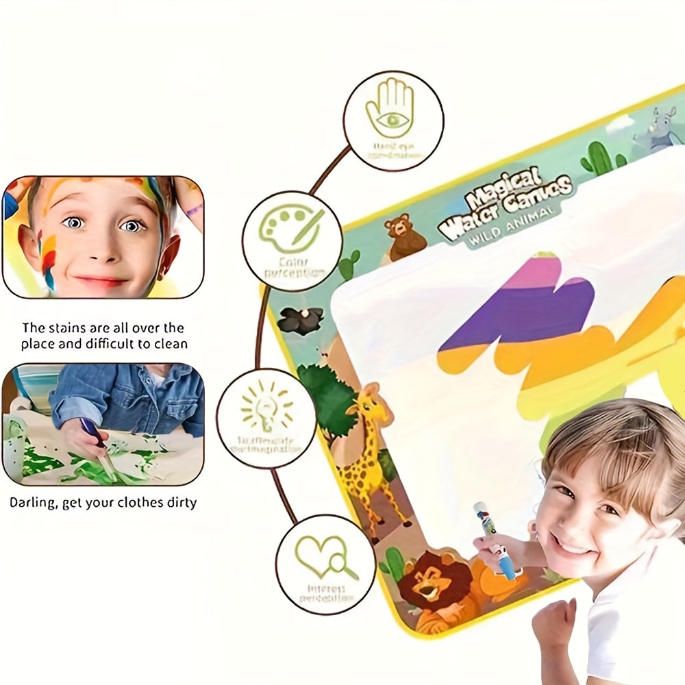 Alfombra de lona reutilizable para niños para dibujar, textiles, colores mezclados, portátil, juguete de arte