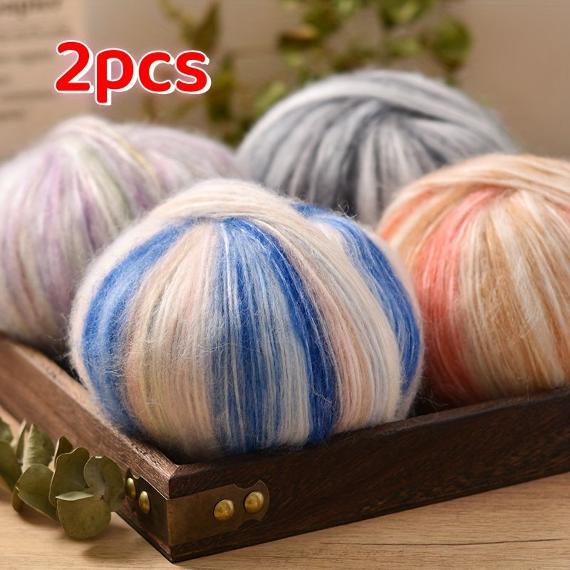 Gradient Wool Yarn 2 Bundles 100g 350m Multicolor Horse Sea for Knitting Scarves Hats