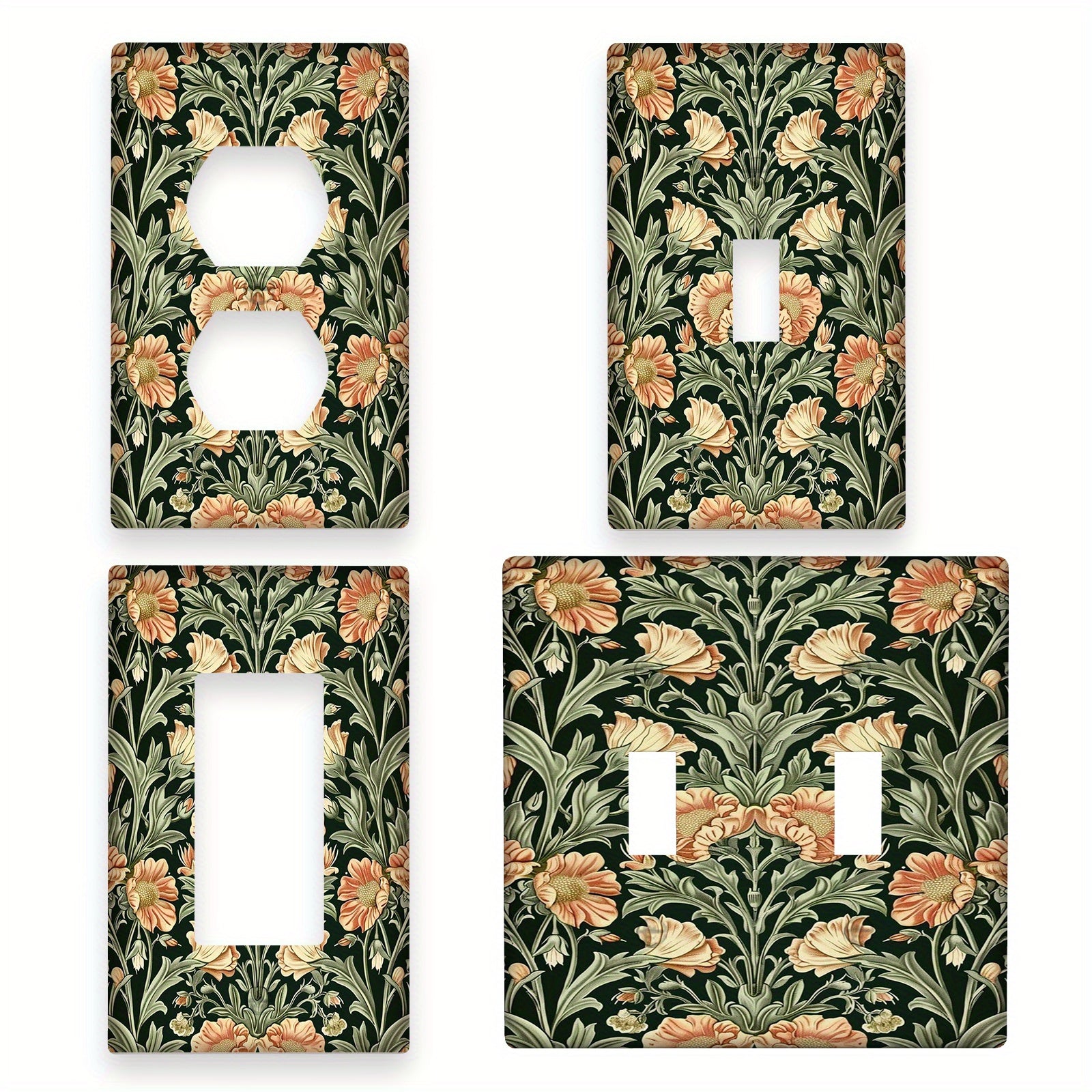 Floral Pimpernel Vintage Art Light Switch Wall Plate for Indoor Outdoor Use 1 or 2 Gang