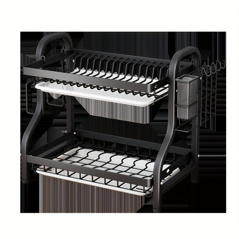 2-Tier Kitchen Dish Rack with Drainboard for Dishes and Cutting Boards Commercial Use