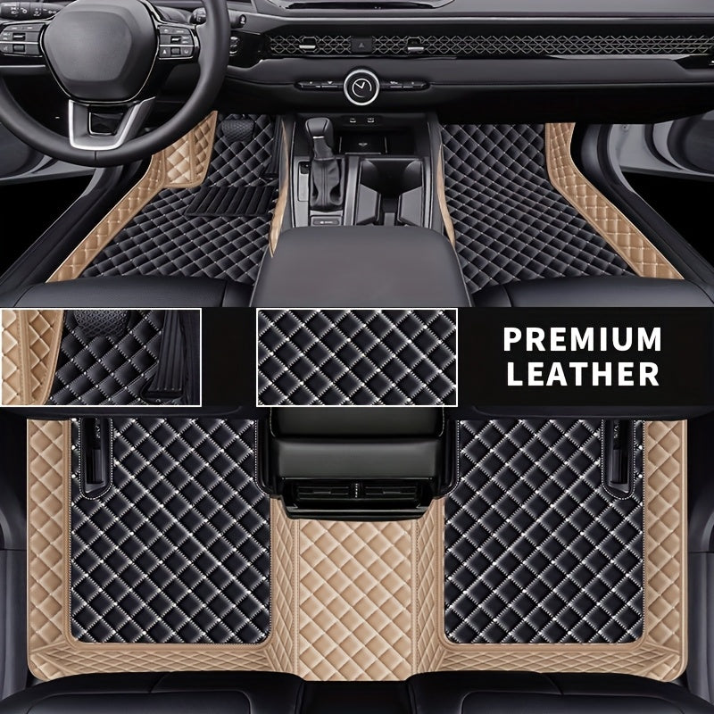 Car Floor Mats Three-Piece Set Leather All-Weather Durable Easy to Clean