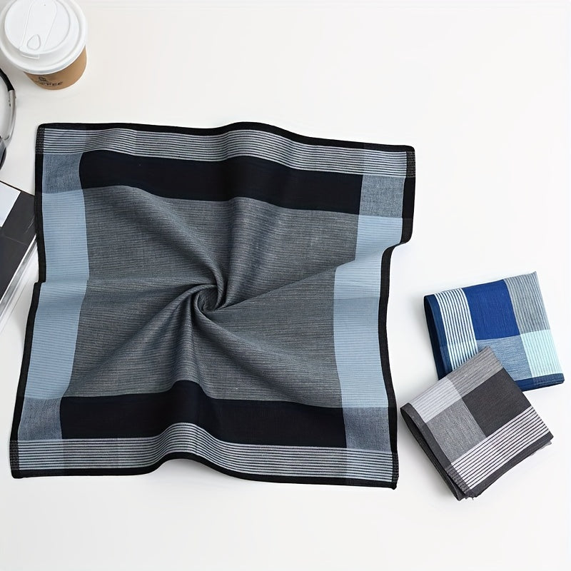 Men's Cotton Handkerchiefs Pack of 3 Lightweight Yarn-Dyed Plaid Quick-Dry Absorbent